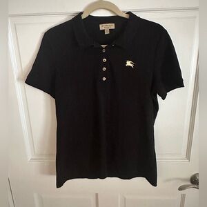 Burberry Black Polo Shirt with Gold Logo Large Chest 36 L 25. Like new
